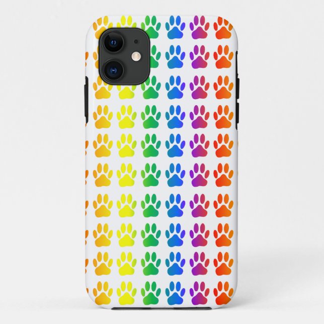 Rainbow Dog Pawprint Case-Mate iPhone Hülle (Rückseite)