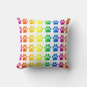 Rainbow Dog Pawprint Kissen