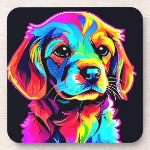 Rainbow Dog Portrait Art Getränkeuntersetzer