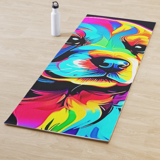 Rainbow Dog Portrait Art Yogamatte (Beispiel)
