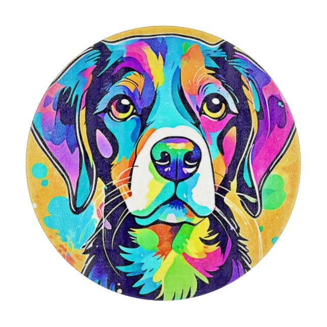 Rainbow Dog Portrait Design Schneidebrett (Vorderseite)