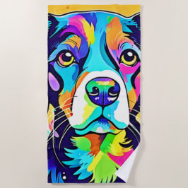 Rainbow Dog Portrait Design Strandtuch