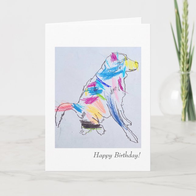 Rainbow Dog's Birthday Card Karte (Vorderseite)