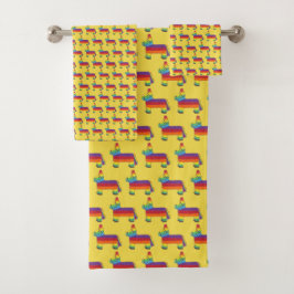 Rainbow Donkey Pinata Fiesta Party Cinco de Mayo Badhandtuch Set