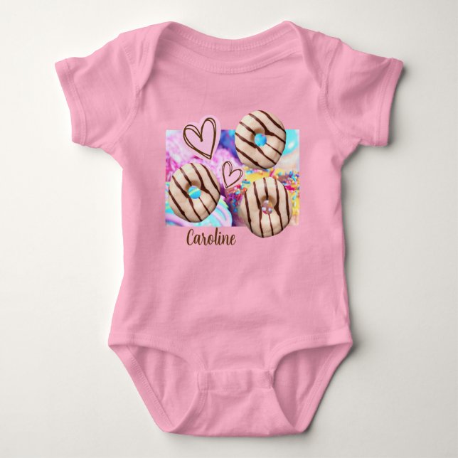 Rainbow Donut Baby Girl One-Piece Bodysuit Strampler (Vorderseite)