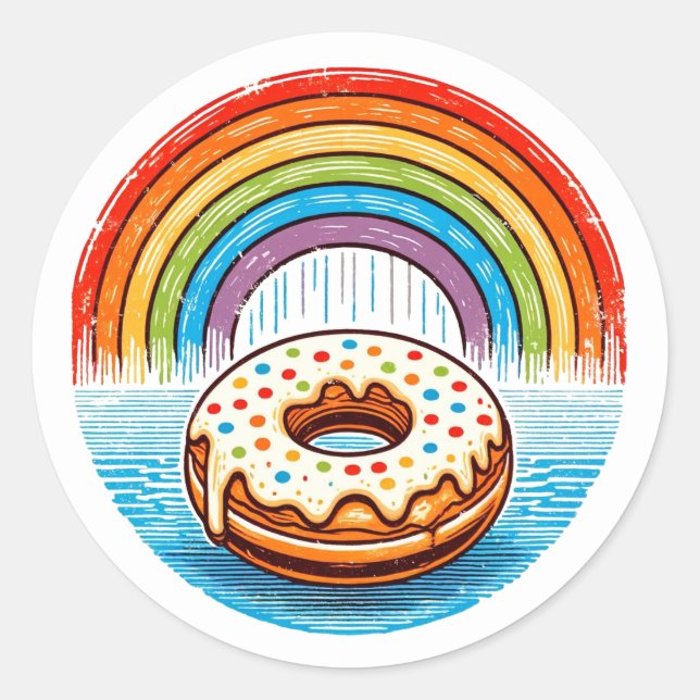Rainbow Donut Runder Aufkleber (Vorderseite)