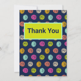 Rainbow Doodle Dot Confetti on Navy Wrapping Paper Dankeskarte