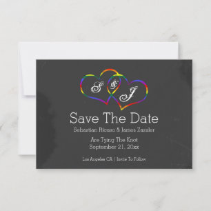 Rainbow Doodle Heart Chalkboard Gay Save the Date