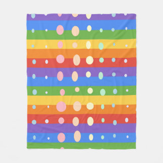 RAINBOW DOT STRIPES FLEECEDECKE