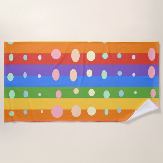 RAINBOW DOT STRIPES STRANDTUCH (Vorderseite)