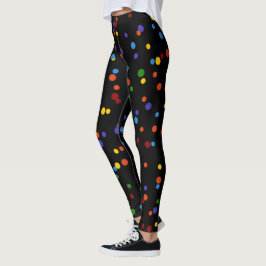 Rainbow Dots Multi-Color Polka Dot Yellow Confetti Leggings