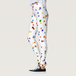 Rainbow Dots Multi-Color Polka Dot Yellow Confetti Leggings