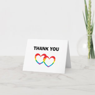 "Rainbow Double Hearts" Dankeskarte