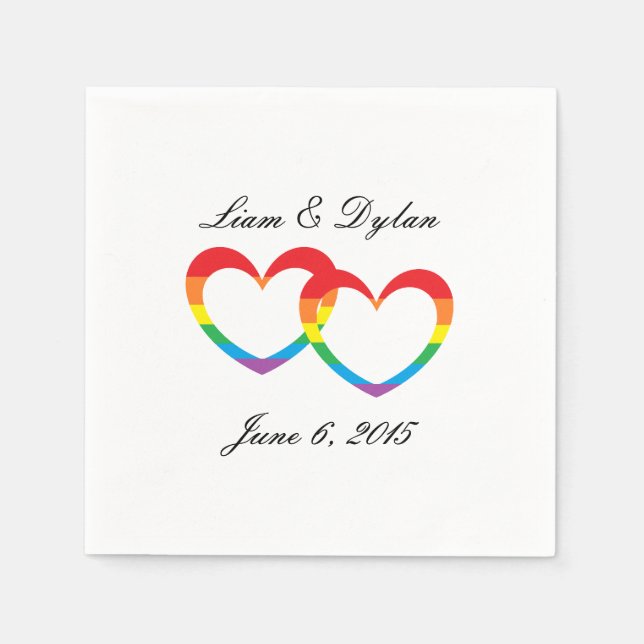 "Rainbow Double Hearts" Paper Napkins Serviette (Vorderseite)
