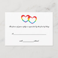 Rainbow Double Hearts RSVP Cards