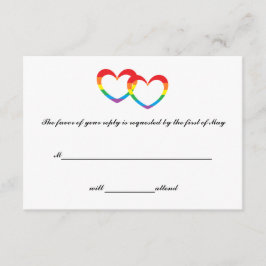 Rainbow Double Hearts RSVP Cards Karte