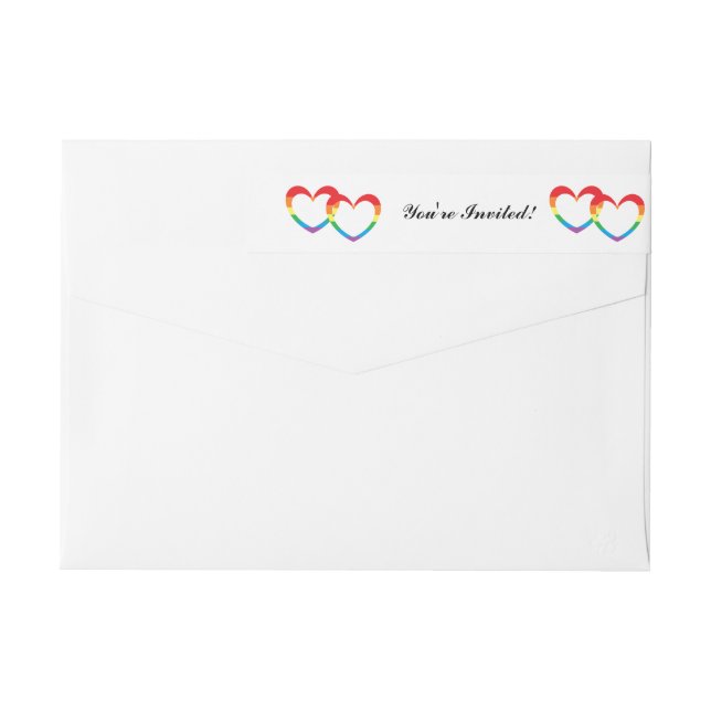 "Rainbow Double Hearts"-Umschlag um Adressfelder (Rückseite)