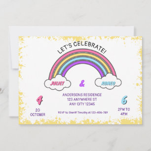 Rainbow Double Invitation d'anniversaire