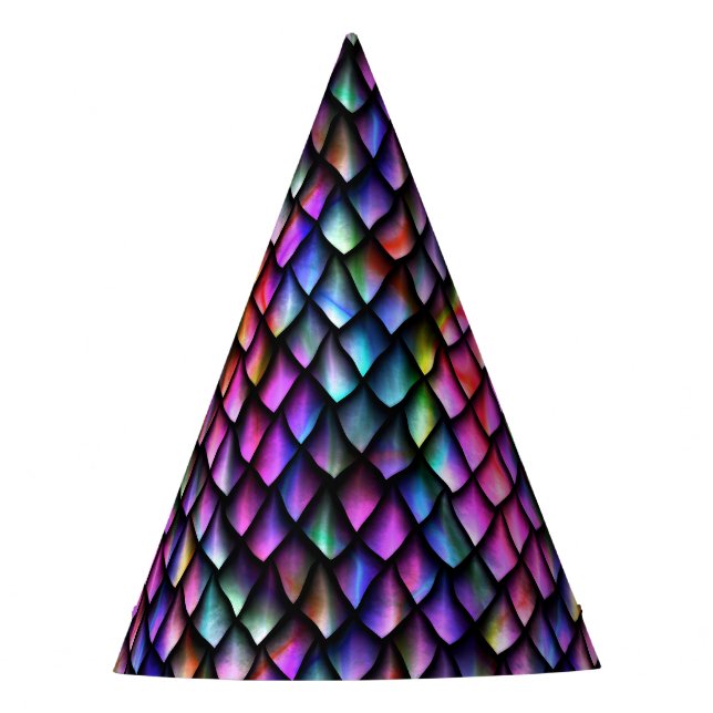 Rainbow Dragon Scales Party Hat Partyhütchen (Vorderseite)