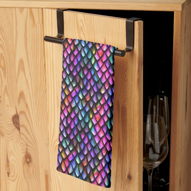 Rainbow Dragon Scales Serviette de cuisine (Pliage en tiers)