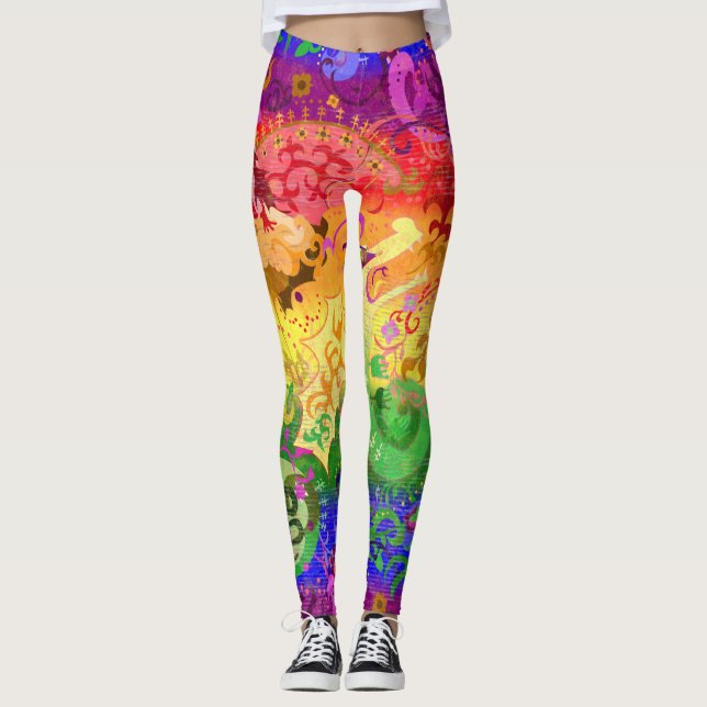 Rainbow Dragon Snake Fantasy Queen Pride Flag Leggings (Vorderseite)