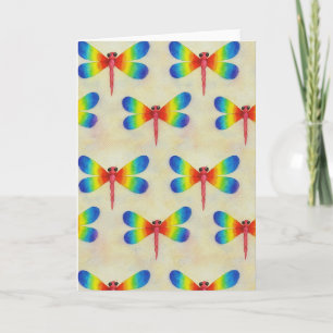Rainbow Dragonfly Blank Gruß Karte