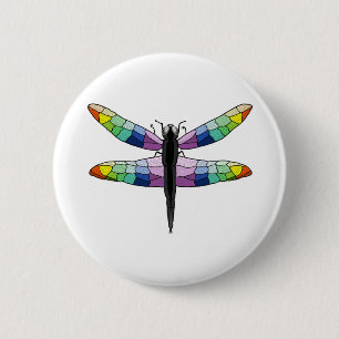 Rainbow Dragonfly Button