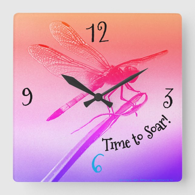 *'Rainbow Dragonfly' Quadratische Wanduhr (Vorderseite)