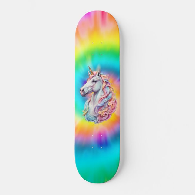 Rainbow DreamTime Unicorn Skateboard (Vorderseite)