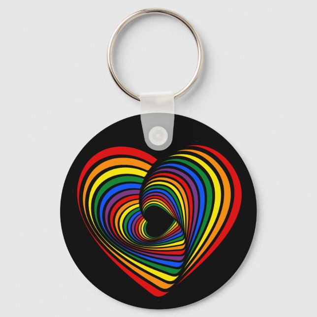 Rainbow Drehung Herz Schlüsselanhänger (Vorderseite)