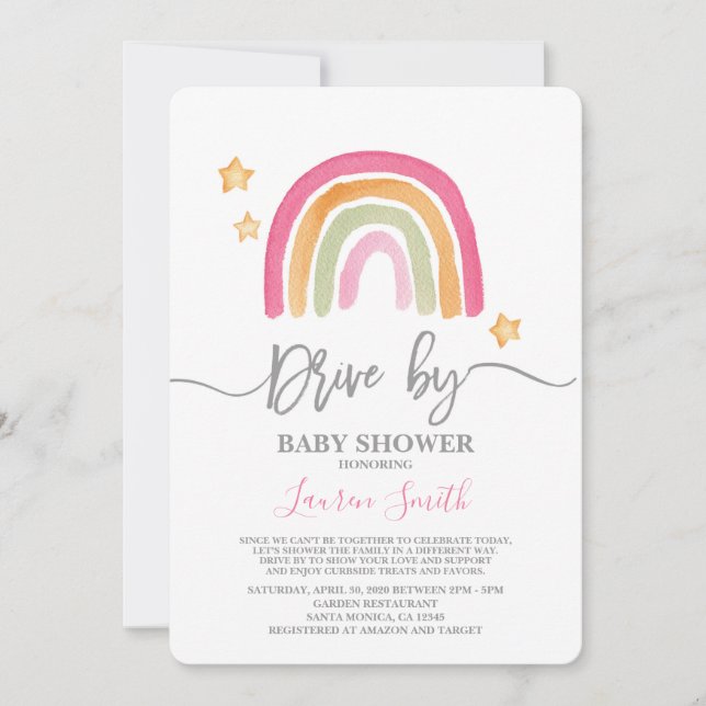Rainbow Drive by Baby Shower Einladung (Vorderseite)