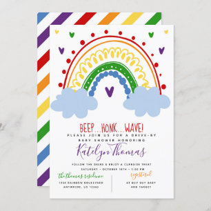 Rainbow Drive Par Baby shower Invitation