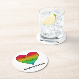 Rainbow, du bringst mein Herz zum Lächeln Runder Pappuntersetzer