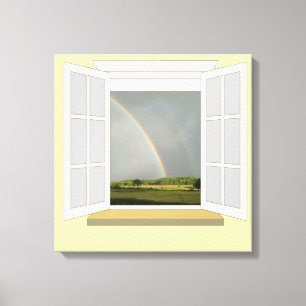 Rainbow durch Fenster Leinwanddruck