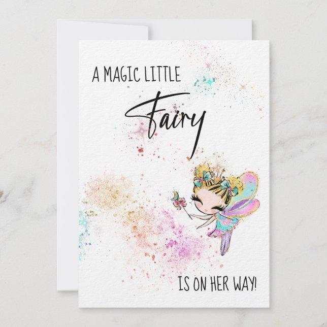 *~* Rainbow Dust Fairy Baby Shower Einladung (Vorderseite)