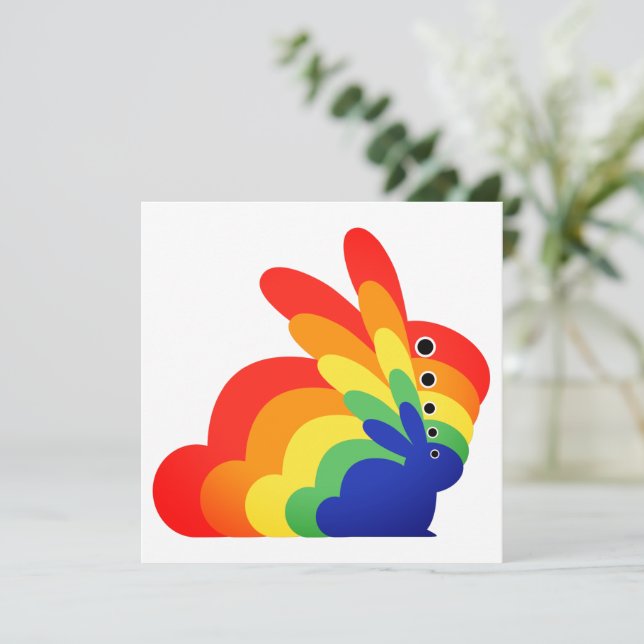 Rainbow Easter Bunny - Ostern Feiertagskarte (Stehend Vorderseite)