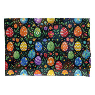 Rainbow Easter Eggs & Flowers Kissenbezug