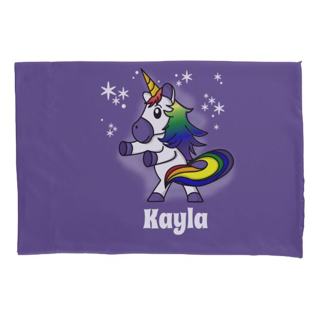 Rainbow Einhorn Flossen mit Sternenhintergrund Kissenbezug (Vorderseite)