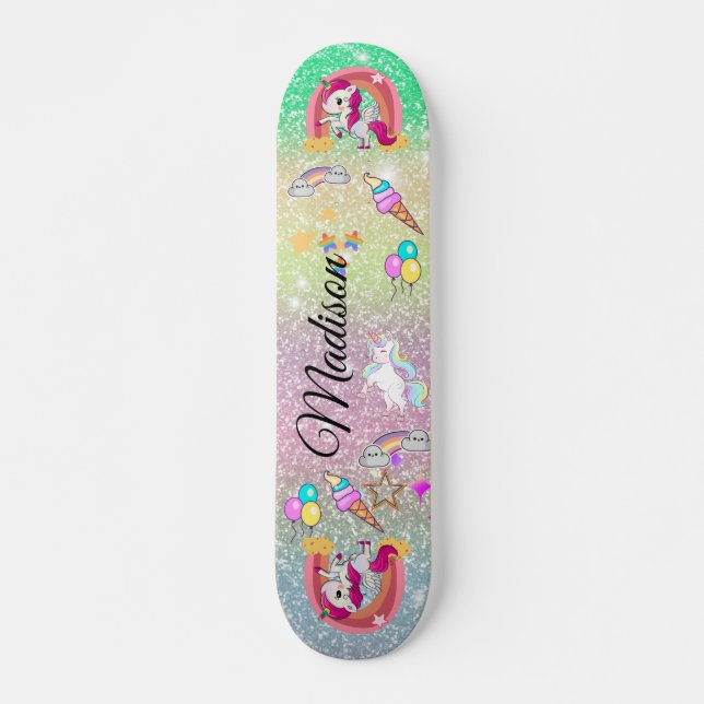 Rainbow-Einhorn Skateboard (Vorne)