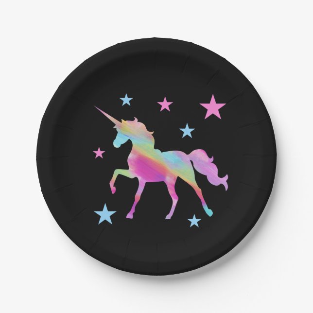 Rainbow-Einhorn- und Starkpapier-Teller Pappteller (Vorderseite)