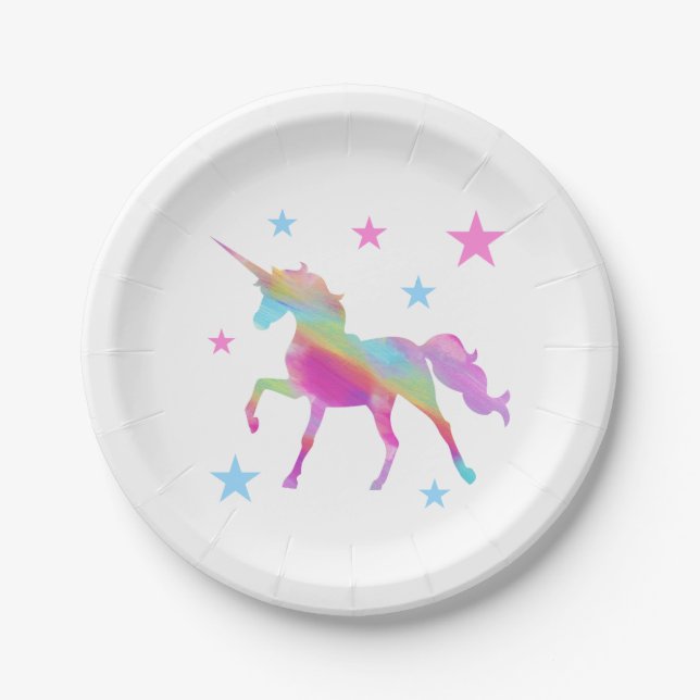 Rainbow-Einhorn- und Starkpapier-Teller Pappteller (Vorderseite)