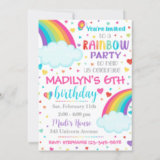 Rainbow-Einladung | Rainbow Birthday Einladung