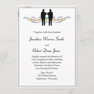 Rainbow Elegance Gay Groom Wedding Einladung