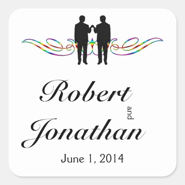 Rainbow Elegance Groom Wedding Umschlag Aufkleber (Vorderseite)