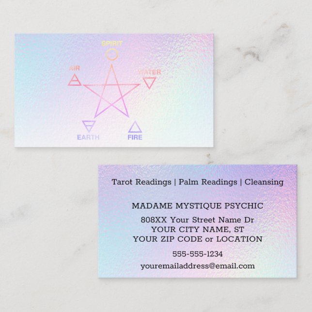 Rainbow Elements Pentagram Psychisches Geschäft Visitenkarte (Vorne/Hinten)