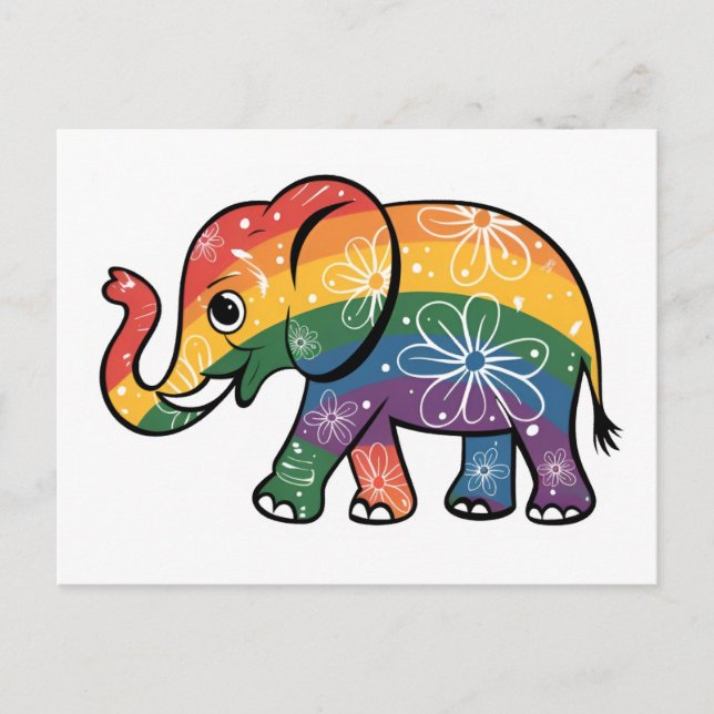 Rainbow Elephant Postkarte (Vorderseite)