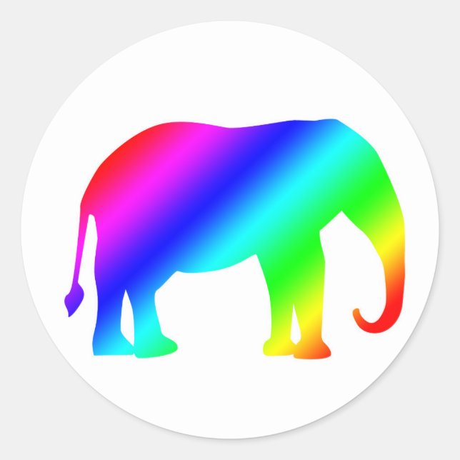 Rainbow Elephant Runder Aufkleber (Vorderseite)