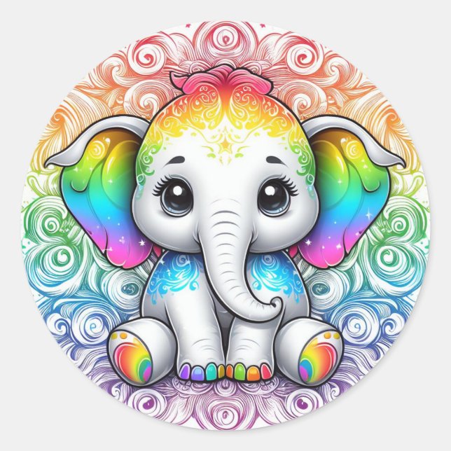 Rainbow elephant stickers large (Vorderseite)