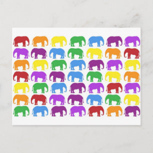 Rainbow Elephants Classy Designer Postkarte