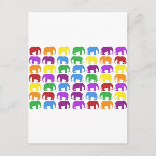 Rainbow Elephants Classy Designer Postkarte
